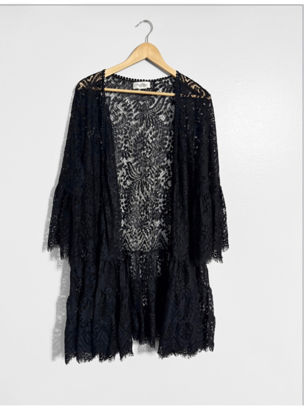 Boutique Boho Open Lace Bell Sleeve Cardigan